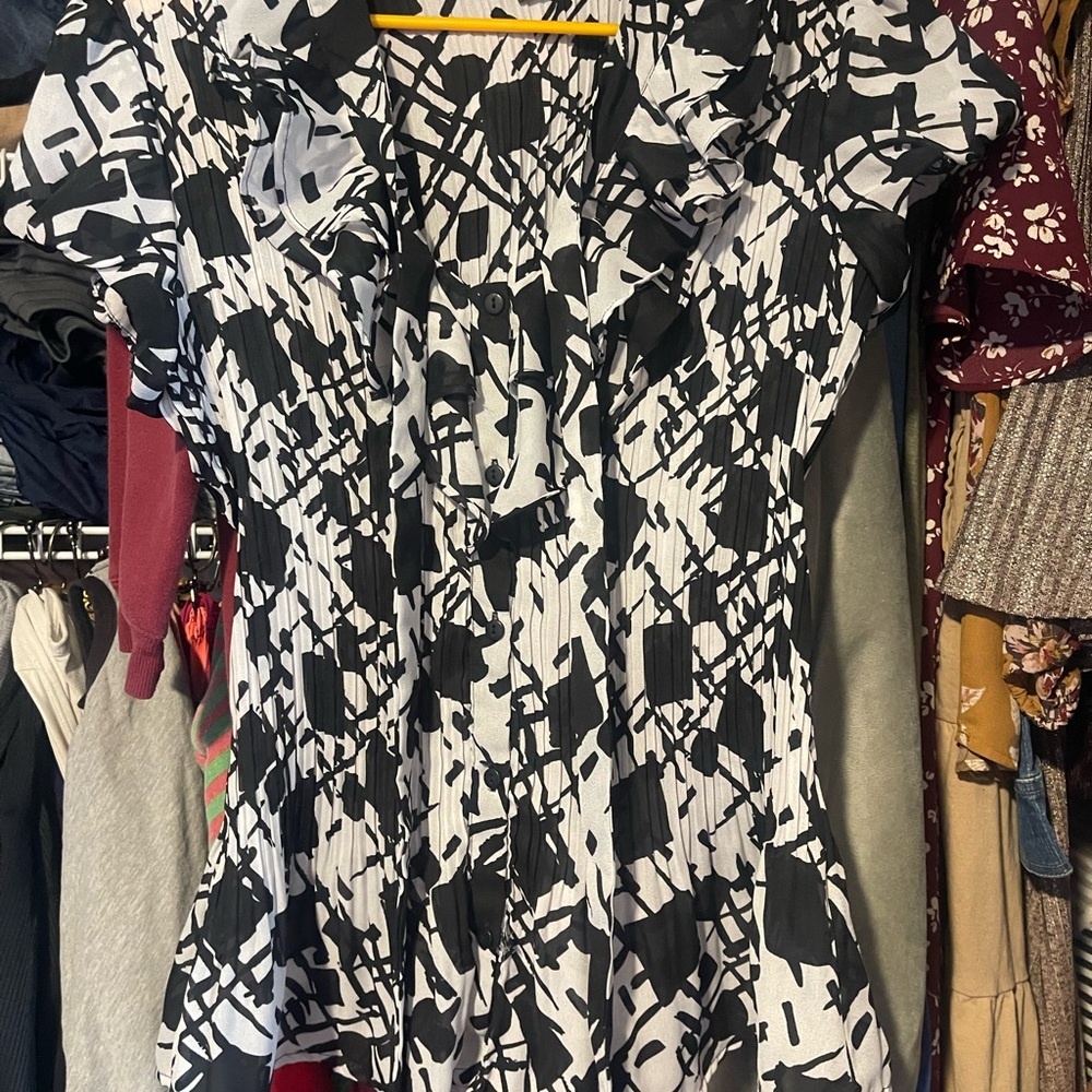 Abstract Black and White Women's Top